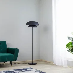 Lucande vloerlamp Kellina, 151 cm, zwart, metaal, E27