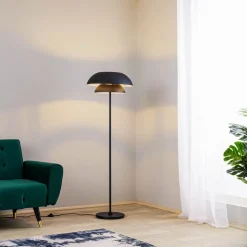 Lucande vloerlamp Kellina, 151 cm, zwart, metaal, E27