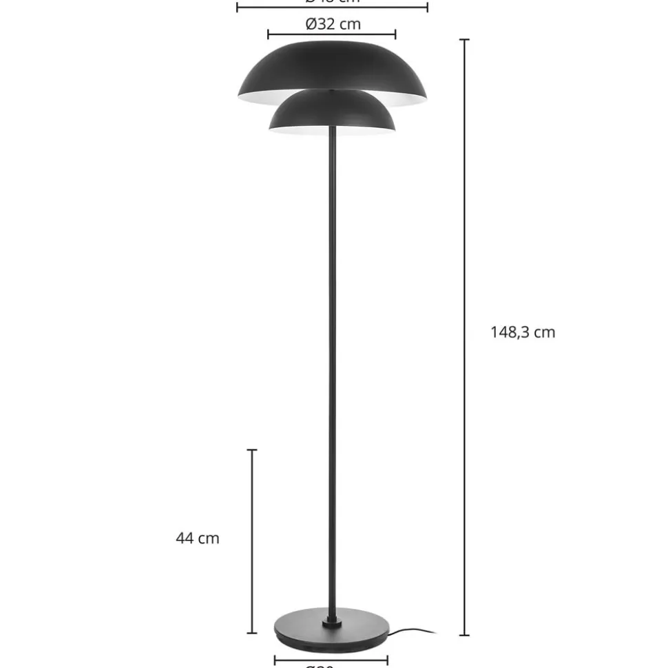 Lucande vloerlamp Kellina, 151 cm, zwart, metaal, E27