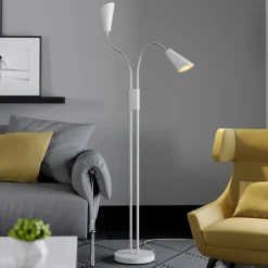 Lucande vloerlamp Medira, wit, 2-lamps, verstelbaar, GU10