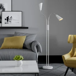 Lucande vloerlamp Medira, wit, 2-lamps, verstelbaar, GU10