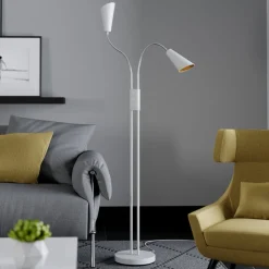 Lucande vloerlamp Medira, wit, 2-lamps, verstelbaar, GU10