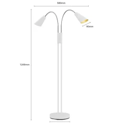 Lucande vloerlamp Medira, wit, 2-lamps, verstelbaar, GU10