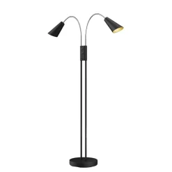 Lucande vloerlamp Medira, zwart, 2-lamps, verstelbaar, GU10