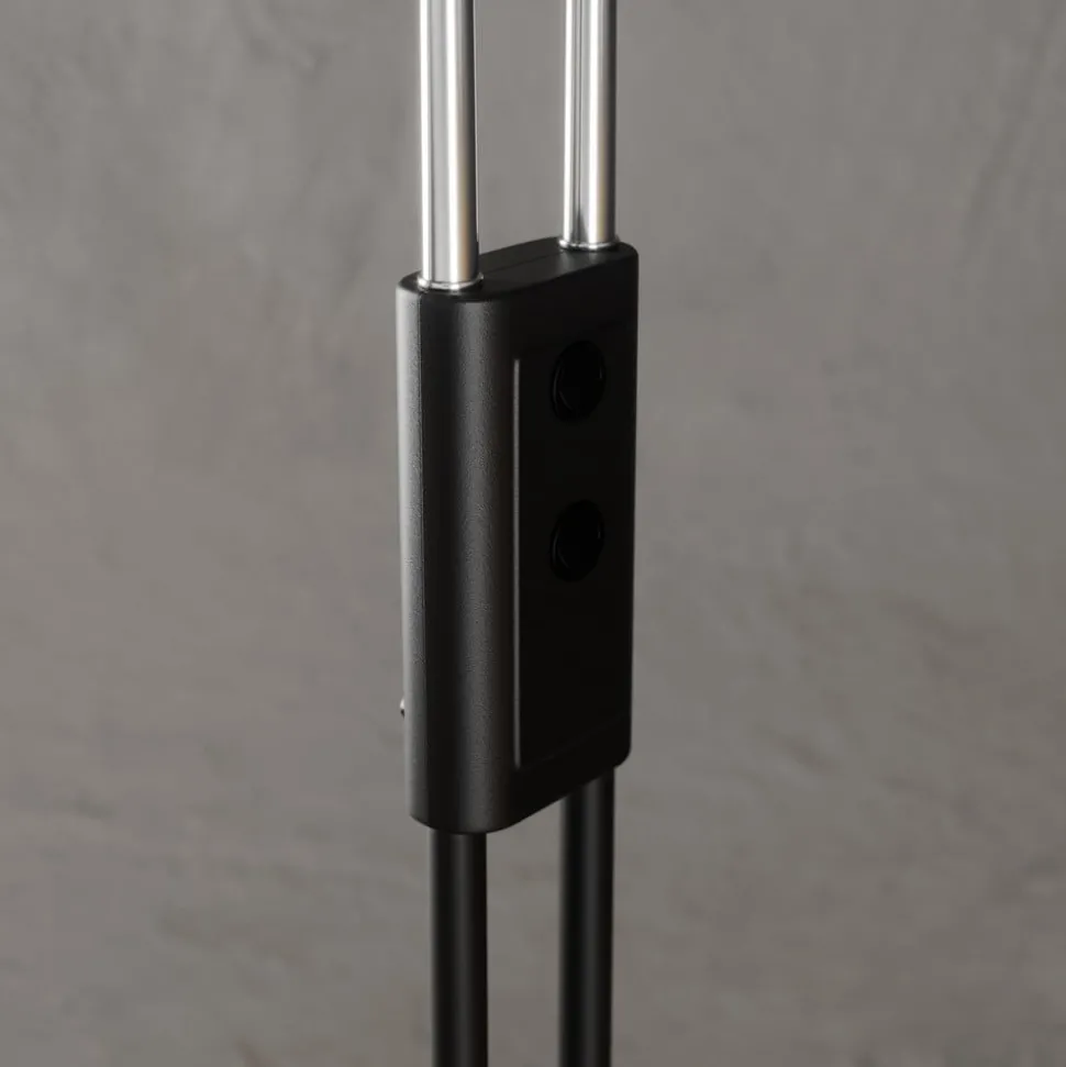 Lucande vloerlamp Medira, zwart, 2-lamps, verstelbaar, GU10