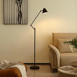 Lucande vloerlamp Phina, zwart/wit, verstelbaar, E27