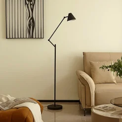 Lucande vloerlamp Phina, zwart/wit, verstelbaar, E27