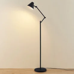 Lucande vloerlamp Phina, zwart/wit, verstelbaar, E27