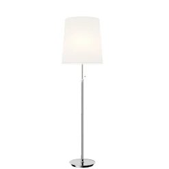 Lucande vloerlamp Pordis, 155cm, chroom, wit, metaal, textiel