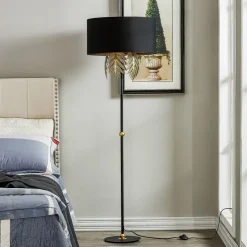 Lucande Vloerlamp van stof met bladdecoratie