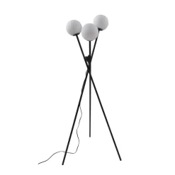 Lucande vloerlamp Visata, zwart, glas, 3-lamps, driepoot