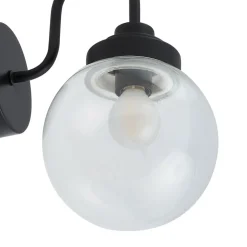 Lucande wandlamp Badolo, zwart, glas, 25 cm hoog, IP44