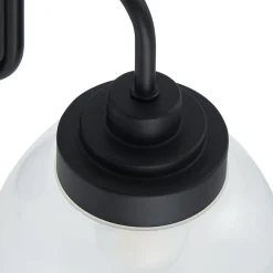 Lucande wandlamp Badolo, zwart, glas, 25 cm hoog, IP44