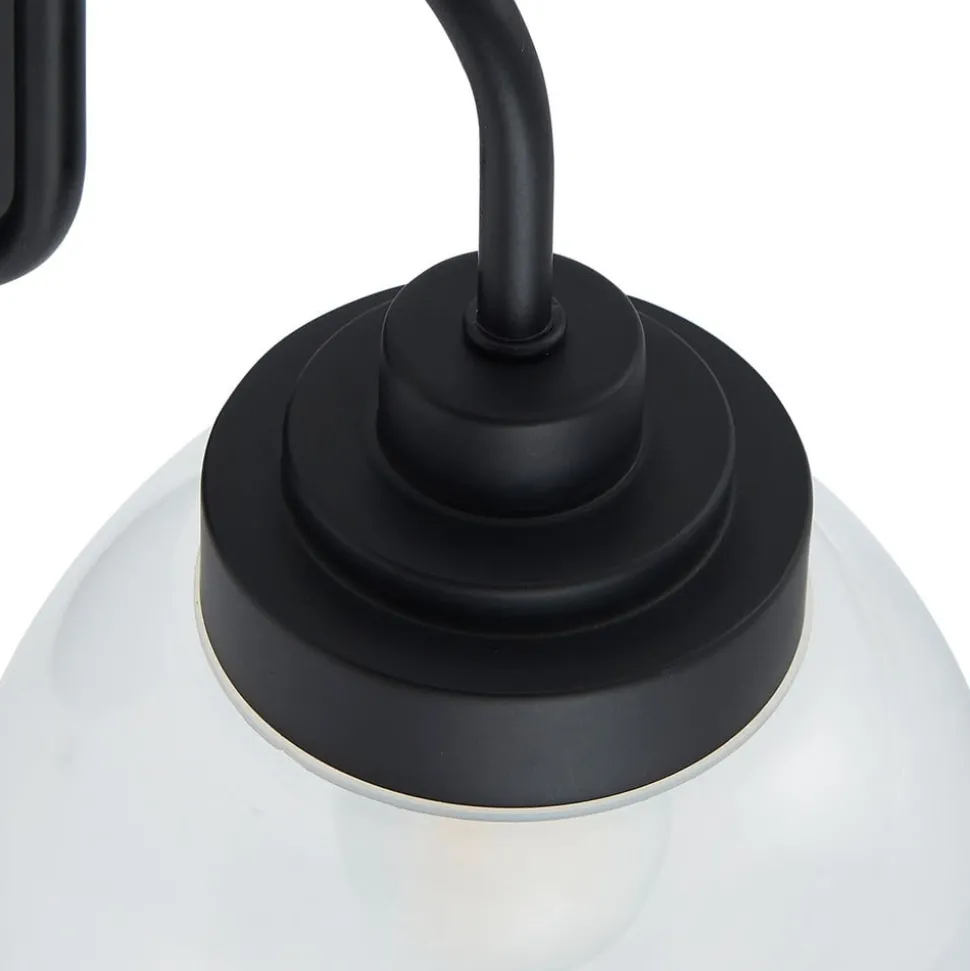 Lucande wandlamp Badolo, zwart, glas, 25 cm hoog, IP44