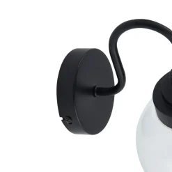 Lucande wandlamp Badolo, zwart, glas, 25 cm hoog, IP44