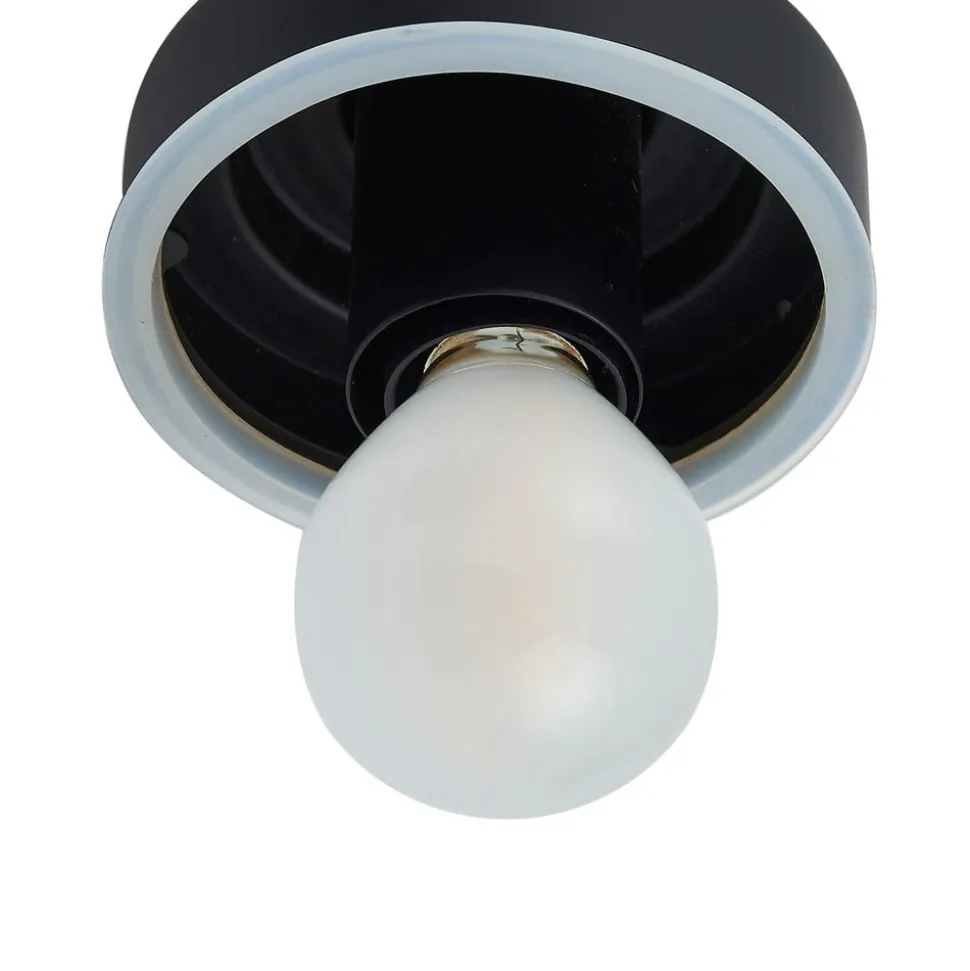 Lucande wandlamp Badolo, zwart, glas, 25 cm hoog, IP44