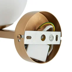 Lucande wandlamp Bidolo, messingkleurig, glas, 12 cm, IP44