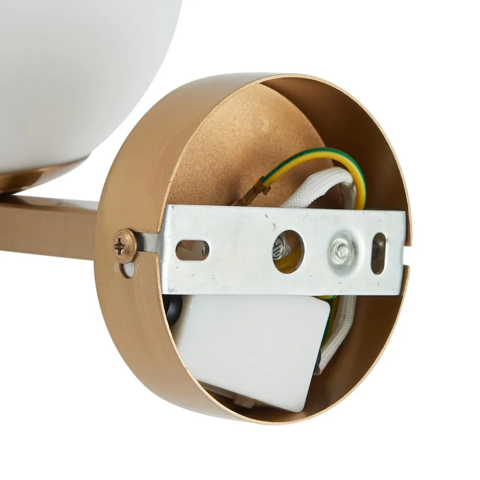 Lucande wandlamp Bidolo, messingkleurig, glas, 12 cm, IP44