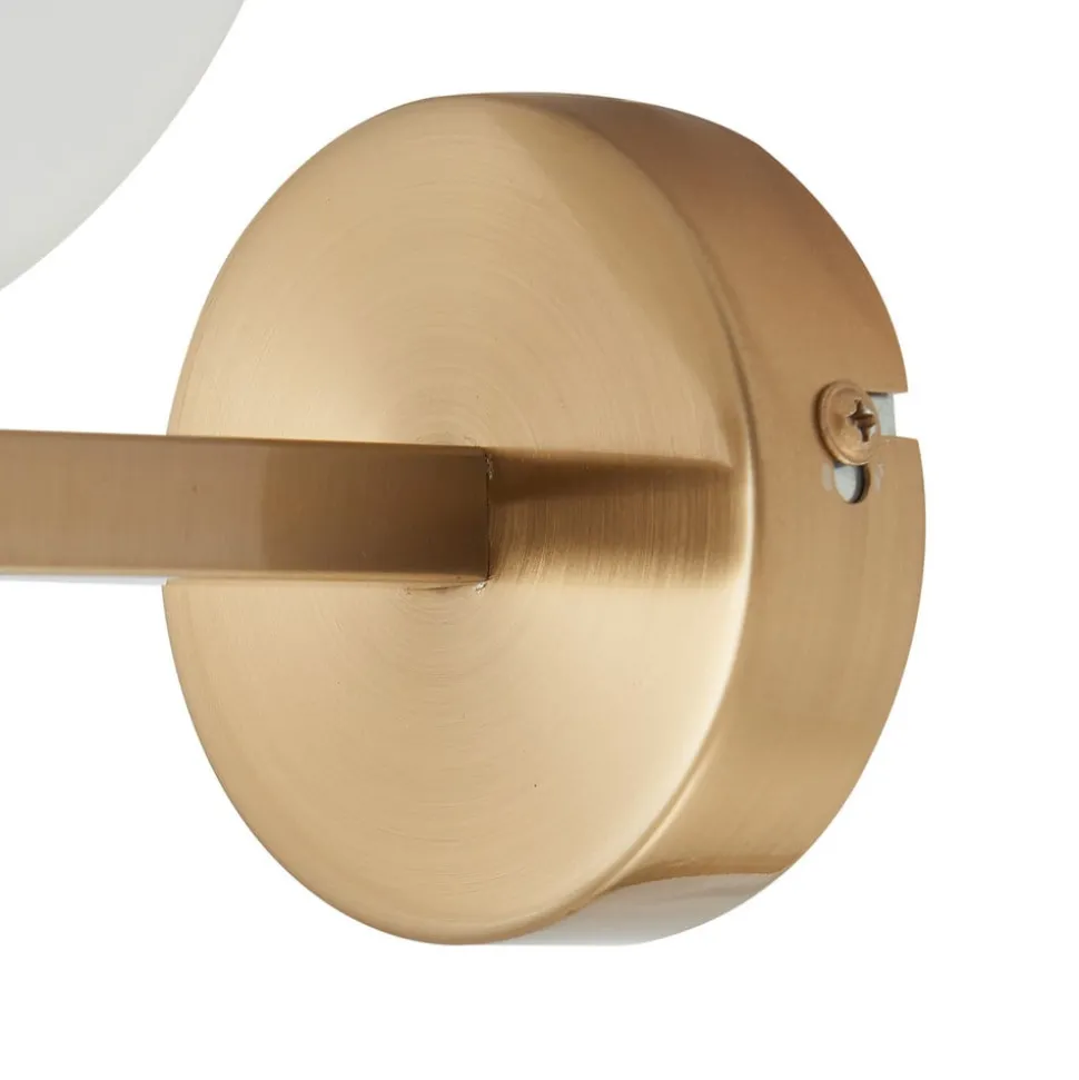 Lucande wandlamp Bidolo, messingkleurig, glas, 12 cm, IP44