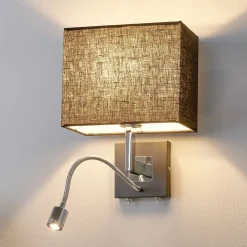 Lucande wandlamp Rebekka, 31 cm, zwart, LED leesarm