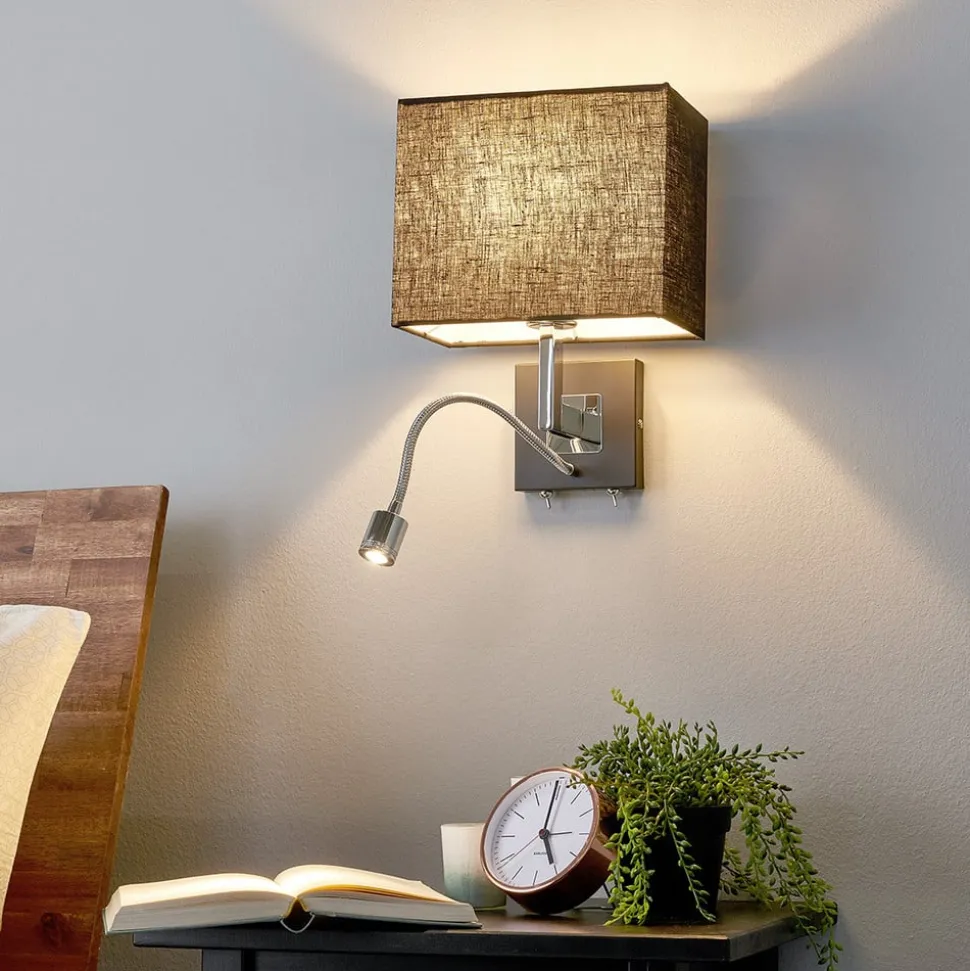 Lucande wandlamp Rebekka, 31 cm, zwart, LED leesarm