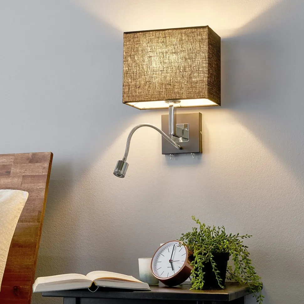 Lucande wandlamp Rebekka, 31 cm, zwart, LED leesarm