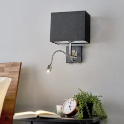 Lucande wandlamp Rebekka, 31 cm, zwart, LED leesarm