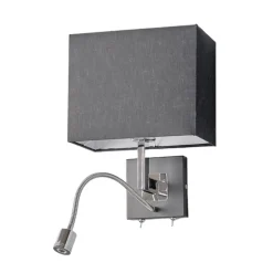 Lucande wandlamp Rebekka, 31 cm, zwart, LED leesarm