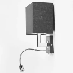 Lucande wandlamp Rebekka, 31 cm, zwart, LED leesarm