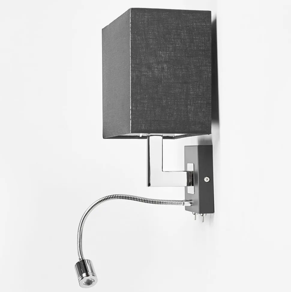 Lucande wandlamp Rebekka, 31 cm, zwart, LED leesarm