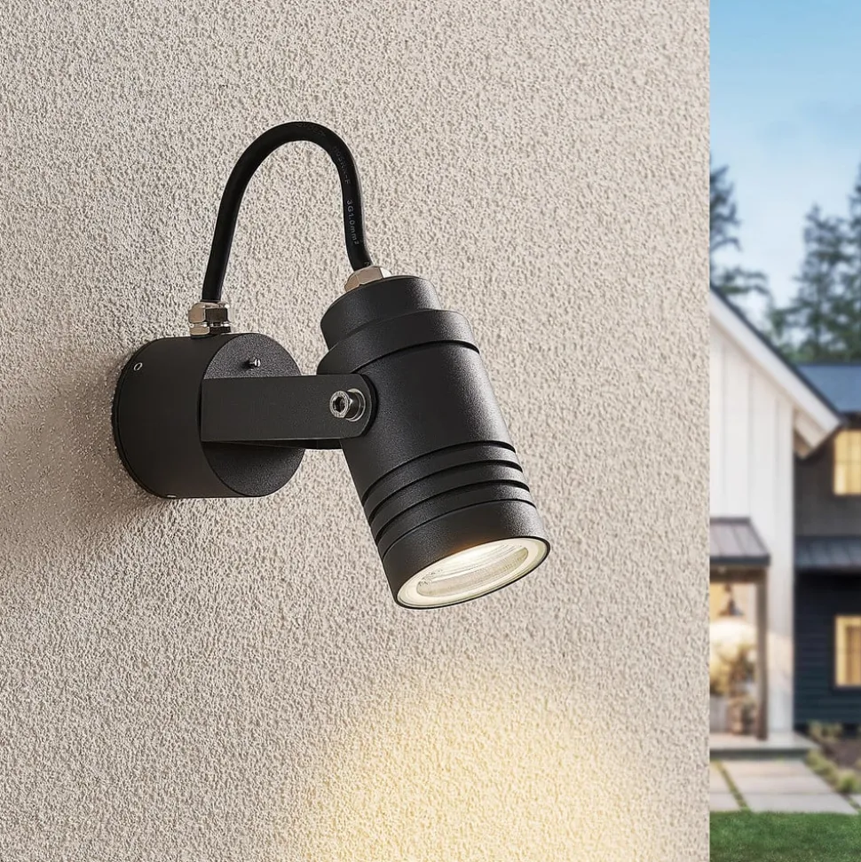 Lucande wandspot Galina, grijs, aluminium, 11,2 cm hoog