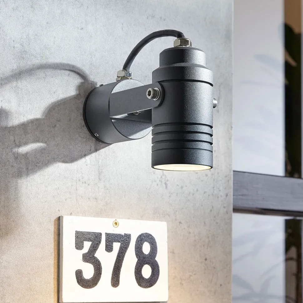 Lucande wandspot Galina, grijs, aluminium, 11,2 cm hoog