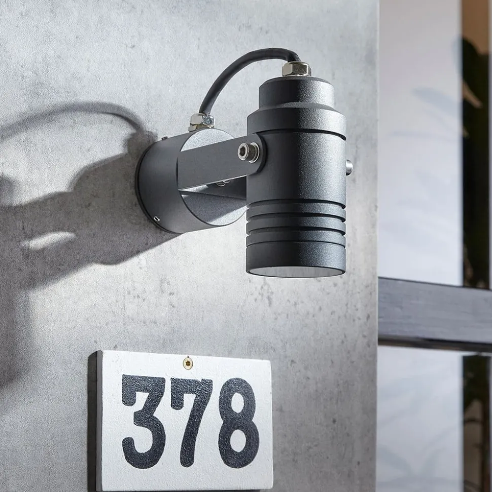 Lucande wandspot Galina, grijs, aluminium, 11,2 cm hoog