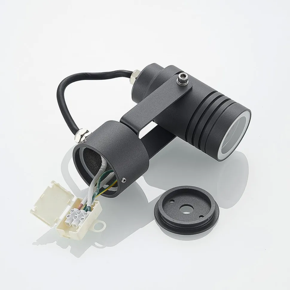 Lucande wandspot Galina, grijs, aluminium, 11,2 cm hoog