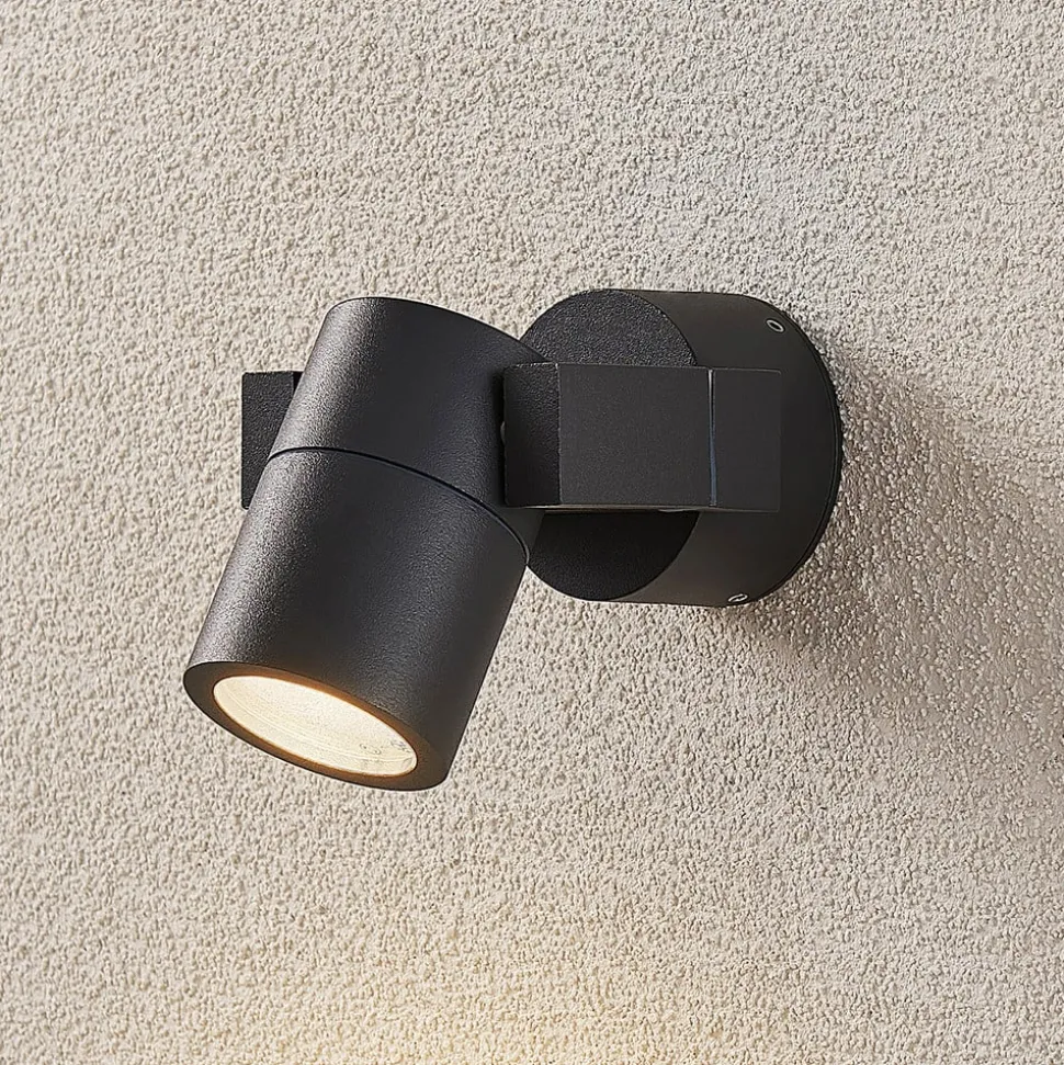 Lucande wandspot Kavuna, rond, antraciet, IP54