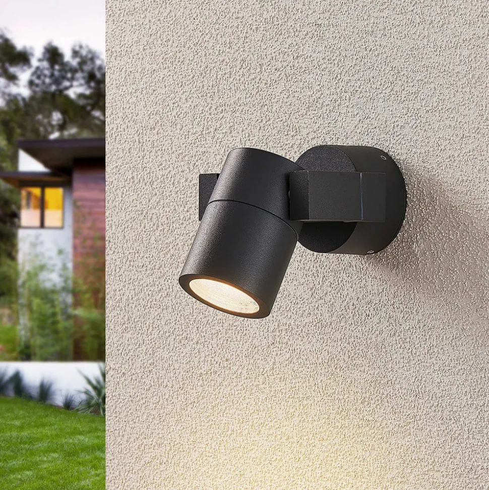 Lucande wandspot Kavuna, rond, antraciet, IP54