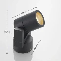 Lucande wandspot Kavuna, rond, antraciet, IP54