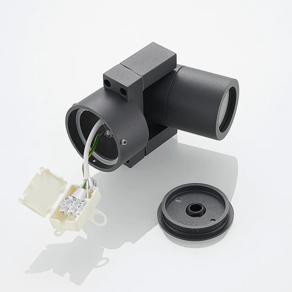 Lucande wandspot Kavuna, rond, antraciet, IP54