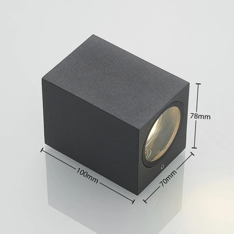 Lucande wandspot Lavina, 10 cm, antraciet, GU10, 1-lamp.