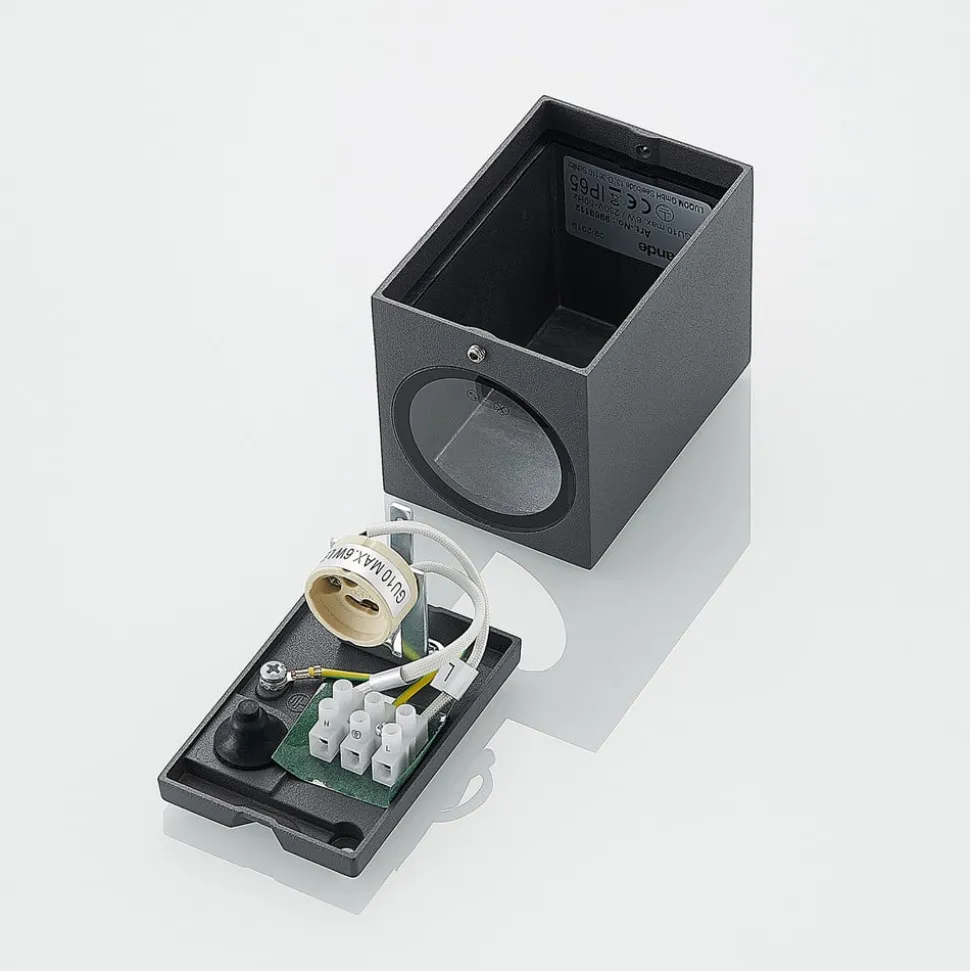 Lucande wandspot Lavina, 10 cm, antraciet, GU10, 1-lamp.