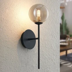 Lucande Wynona wandlamp, 1-lamps, zwart