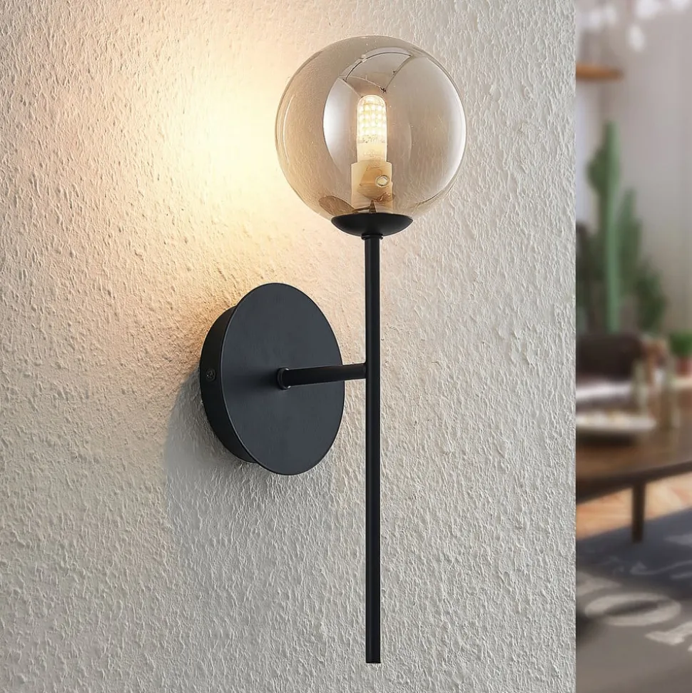 Lucande Wynona wandlamp, 1-lamps, zwart