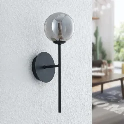 Lucande Wynona wandlamp, 1-lamps, zwart