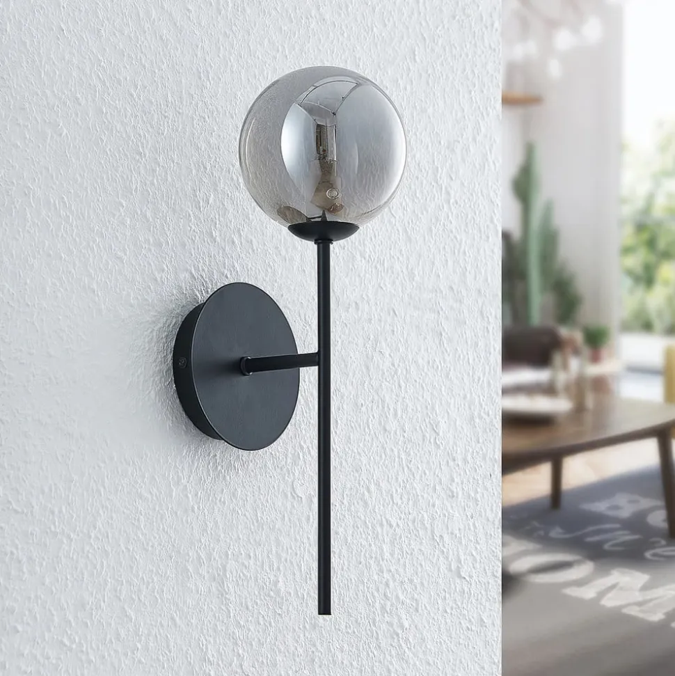 Lucande Wynona wandlamp, 1-lamps, zwart