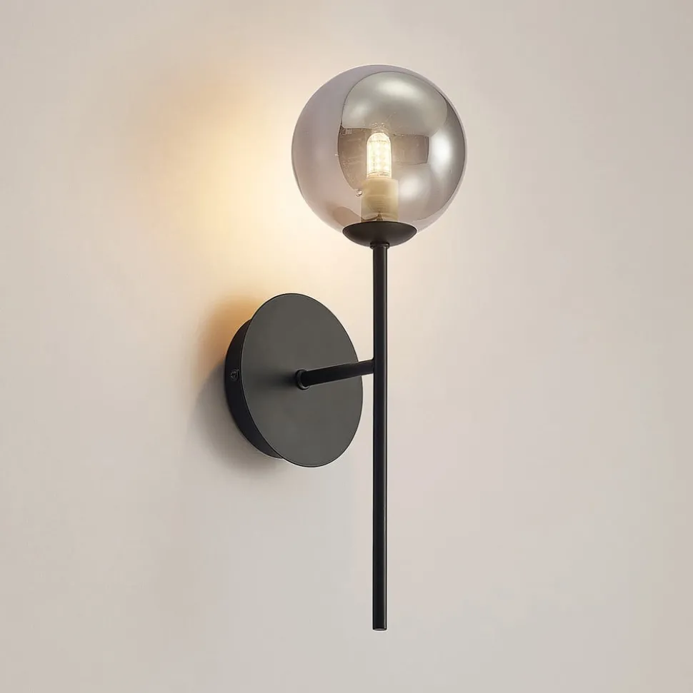 Lucande Wynona wandlamp, 1-lamps, zwart