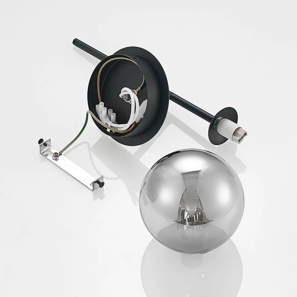 Lucande Wynona wandlamp, 1-lamps, zwart