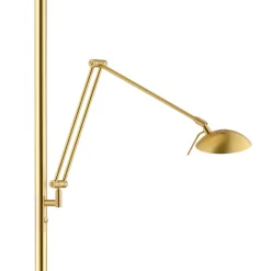 Lya LED uplighter met leeslampje in mat messing