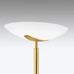 Lya LED uplighter met leeslampje in mat messing