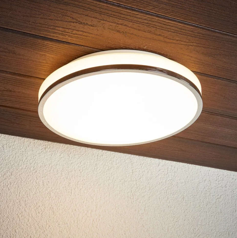 Lyss - LED badkamer plafondlamp met chromen rand