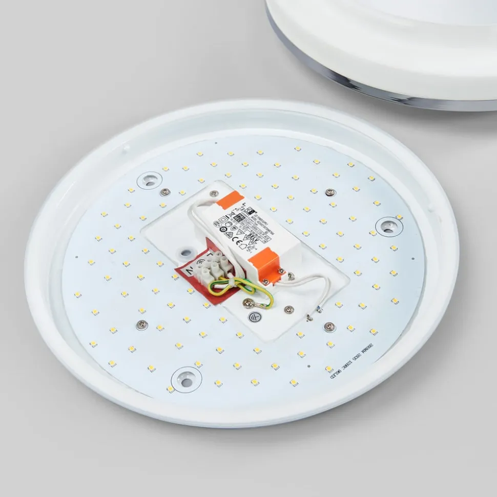 Lyss - LED badkamer plafondlamp met chromen rand